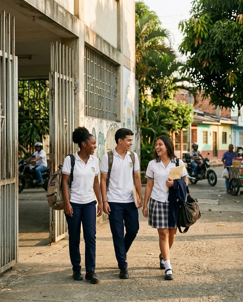 Imagen ilustrativa de bachilleres saliendo de un colegio público